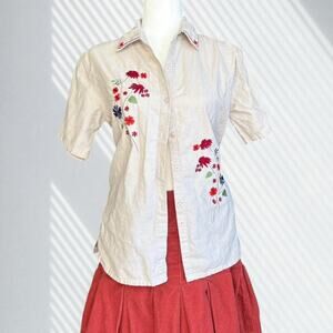 Cottagecore Bobbie Brooks Embroidered Button-up